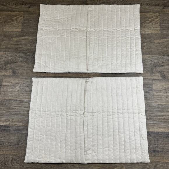 2 RESTORATION HARDWARE CHANNEL STITCHED LINEN QUILTED SHAMS In Sand - Picture 4 of 13